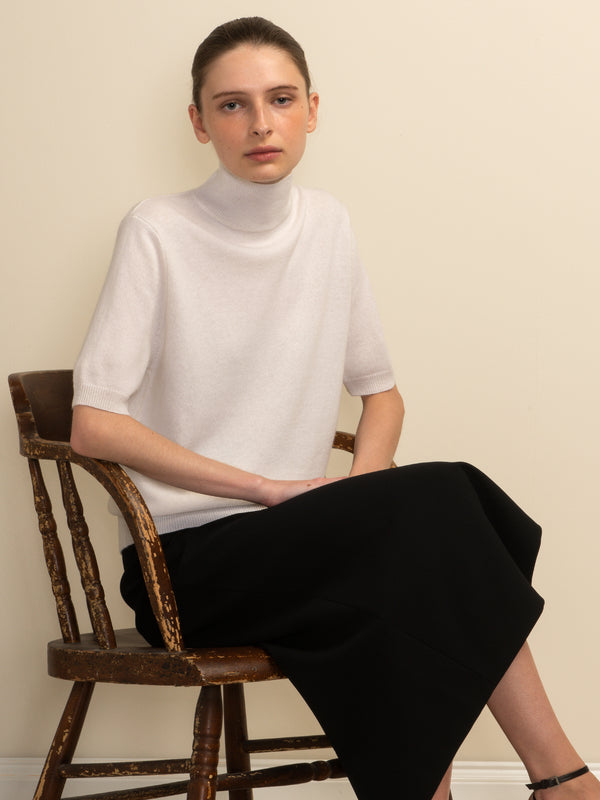 High Neck Shortsleeve_Vintage White